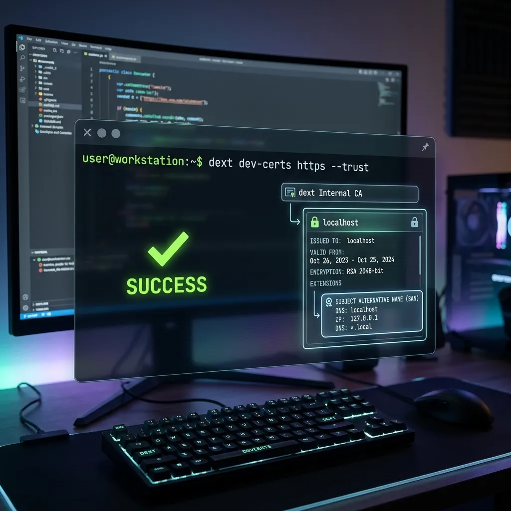 Interface CLI do Dext e Geração de Certificados de Desenvolvimento HTTPS